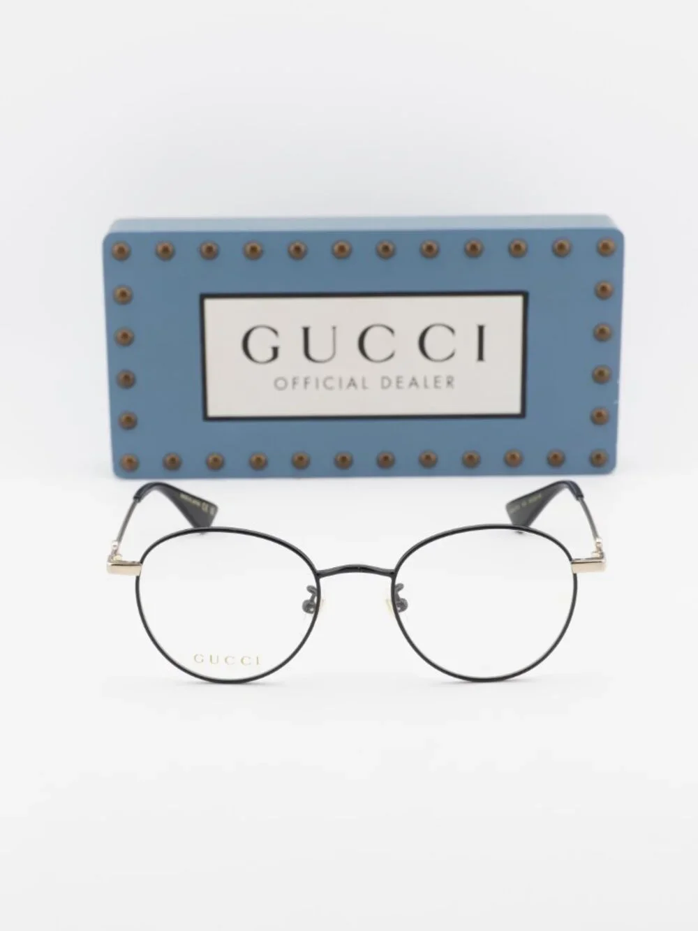 Gucci GG0607OK 003 Round Eyeglasses - Black/Gold 50mm